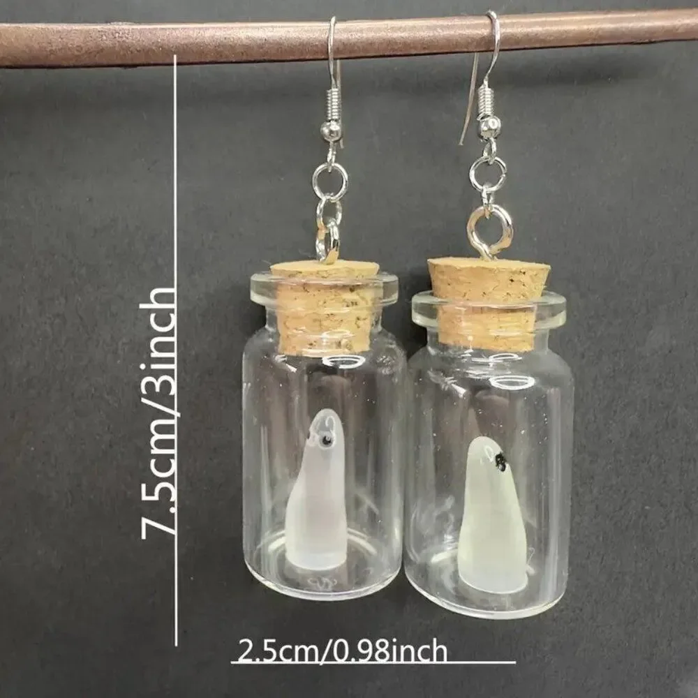 Halloween Luminous Bottle Earrings - Gothic Charm Glow In The Dark Ghosts